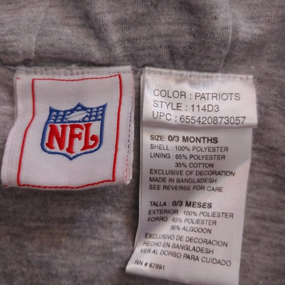 NFL New England Patriots Lightweight Rainsuit 0-3 Months - Picture 8 of 10